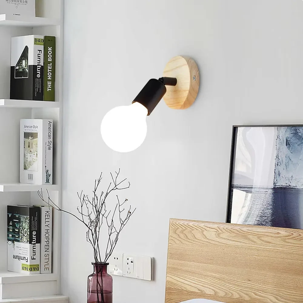 Vintage Retro Wall Lamp Adjustable Wooden &