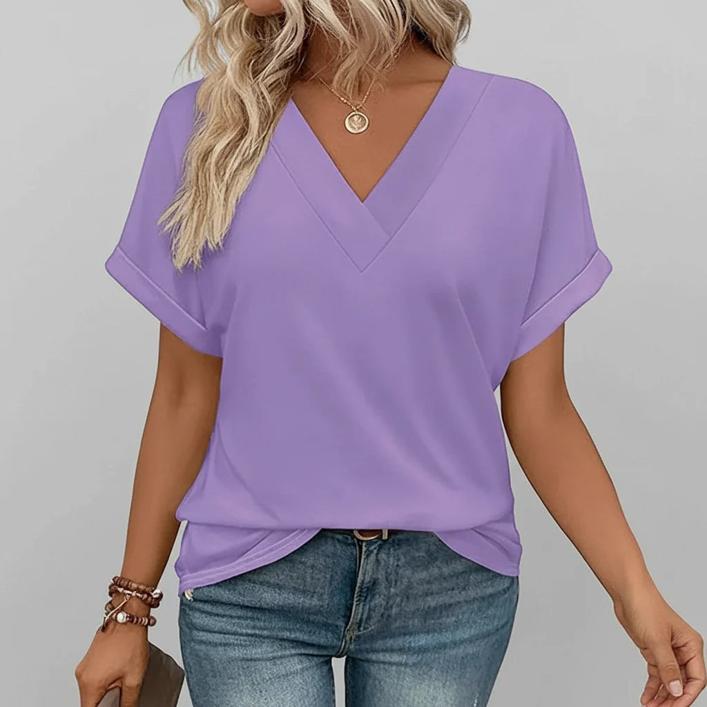 Women T Shirt Casual V Neck Loose