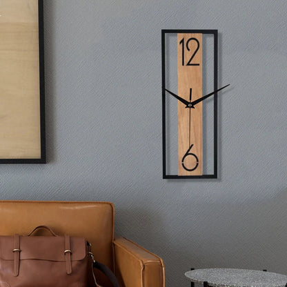 Modern Rectangular Wall Clock Slim Wood