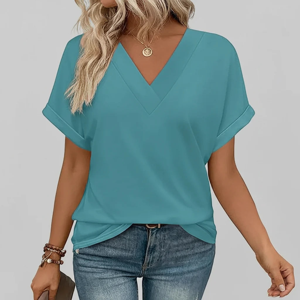 Women T Shirt Casual V Neck Loose