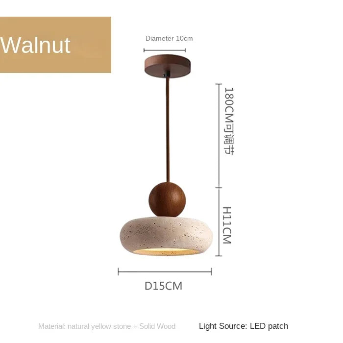 Natural Stone & Wood Pendant Light Vintage