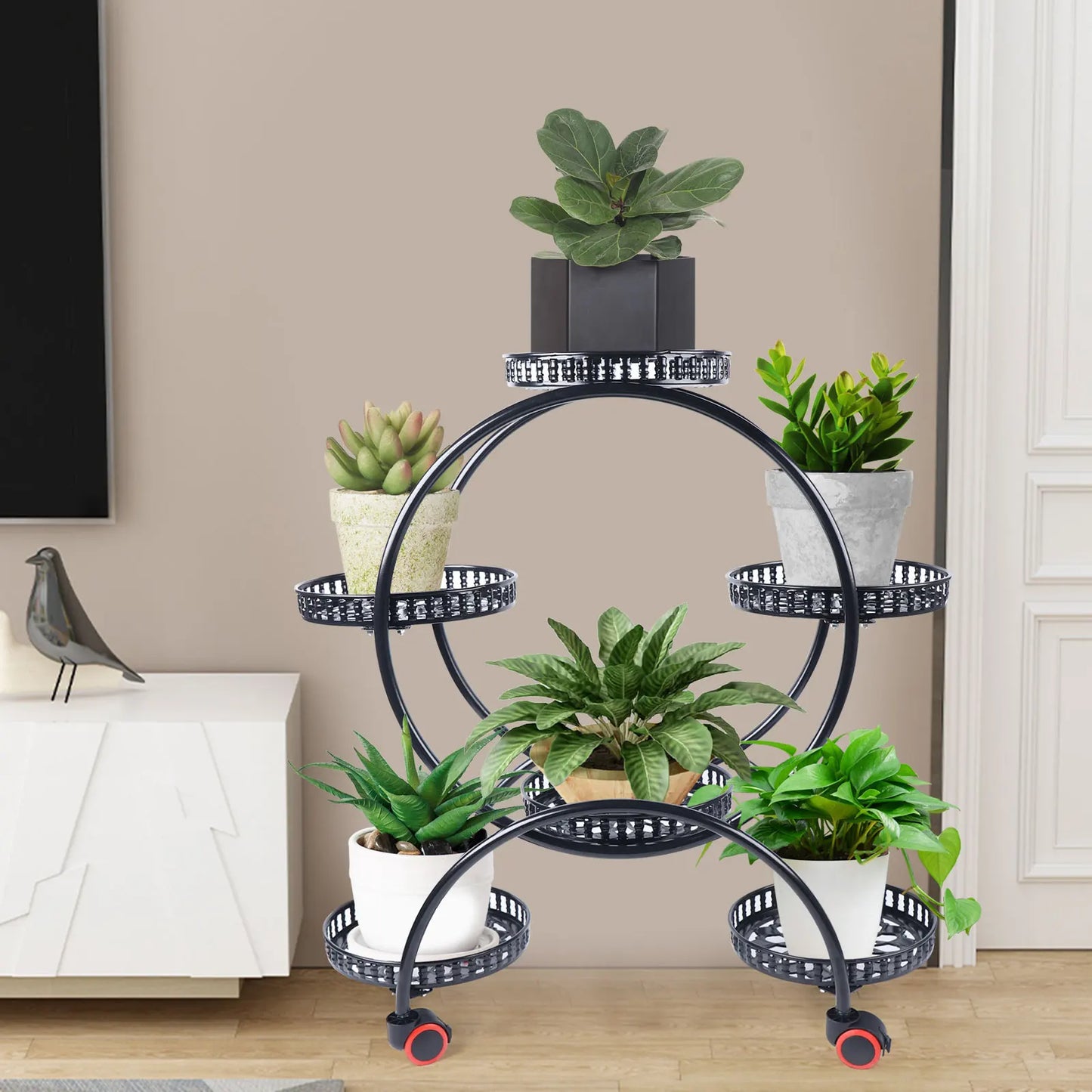 Metal Plant Stand With Wheels 6 Tier