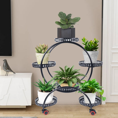 Metal Plant Stand With Wheels 6 Tier