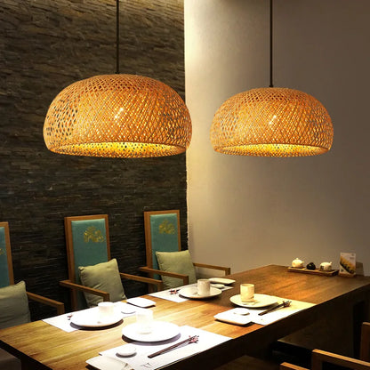 Natural Bamboo Pendant Lamp Handwoven Rattan