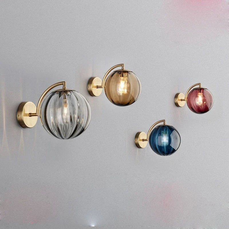 Modern Glass Ball Wall Lamp Brass &