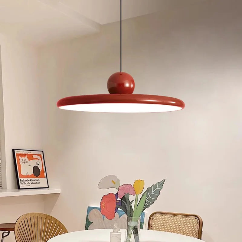 Nordic Flying Saucer Pendant Light LED Cream