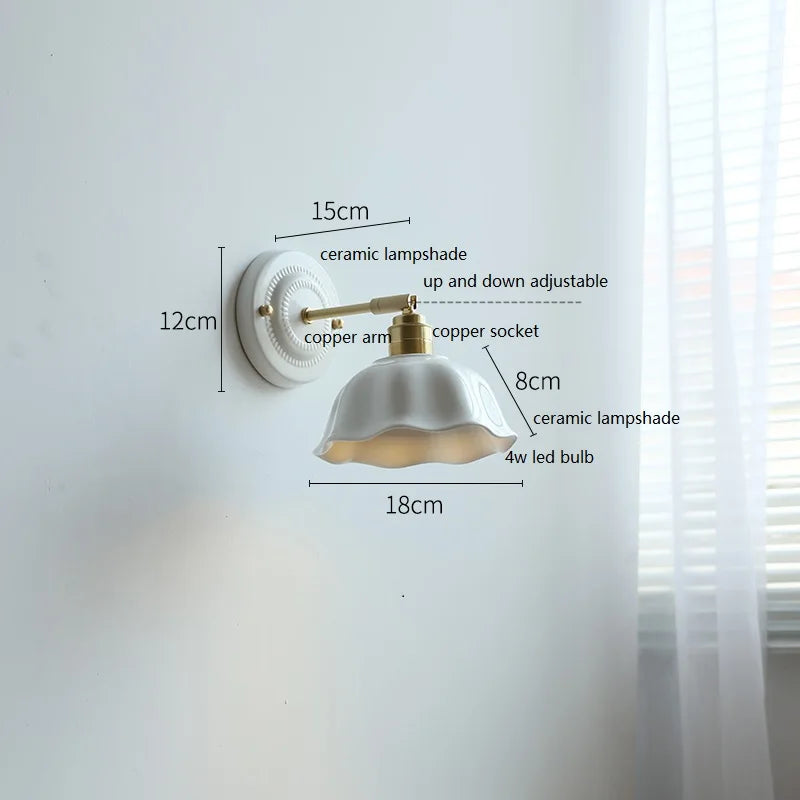 Nordic Cream Ceramic Wall Lamp Vintage