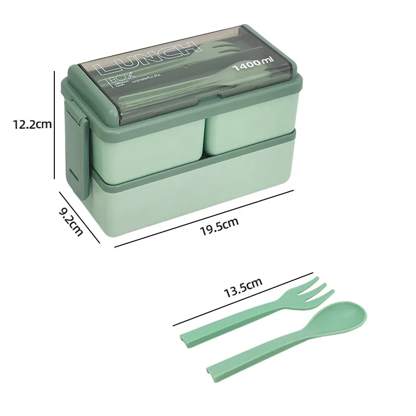 1400ML Double Layer Bento Box Portable Lunch