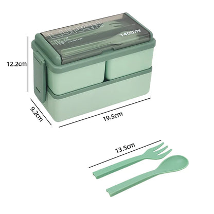 1400ML Double Layer Bento Box Portable Lunch