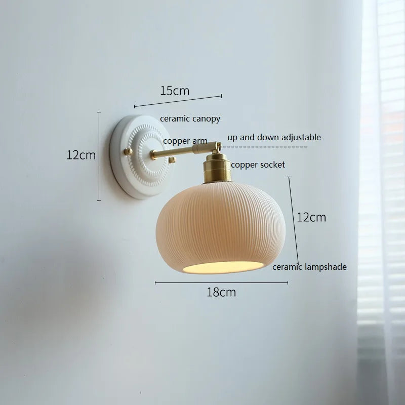 Nordic Cream Ceramic Wall Lamp Vintage