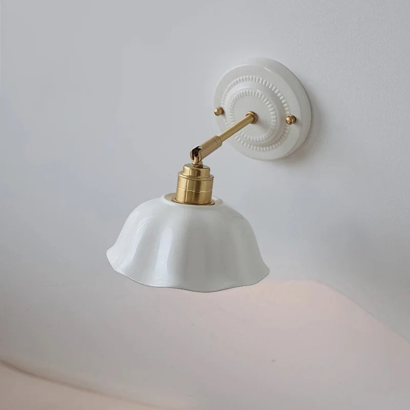 Nordic Cream Ceramic Wall Lamp Vintage