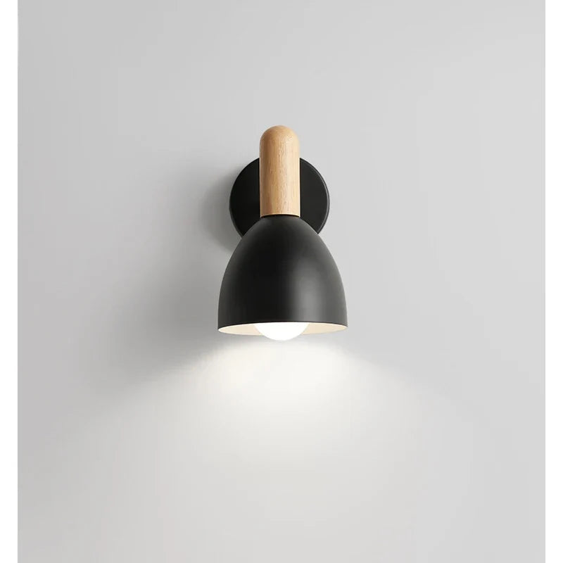 Nordic Wooden Wall Lamp Adjustable Bedside