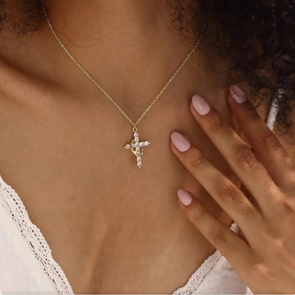 Necklace Cross Pendant Crown Mothers Day