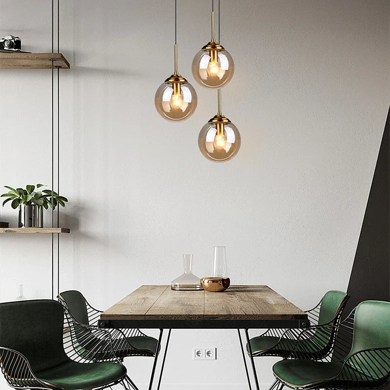 Modern Nordic Glass Globe Pendant Light