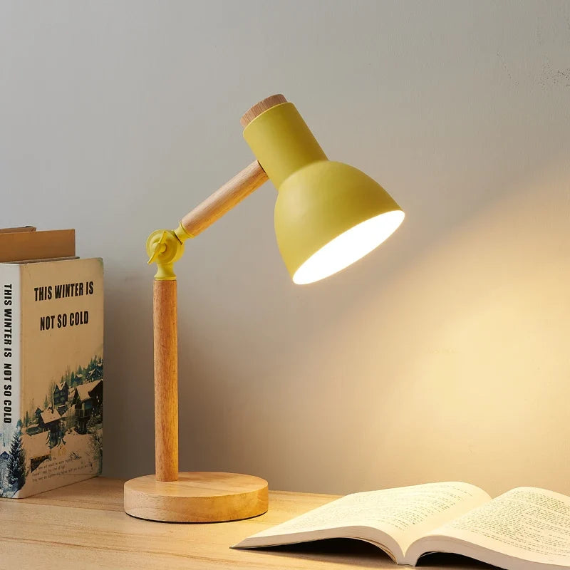 Nordic Wooden Desk Lamp Adjustable Modern