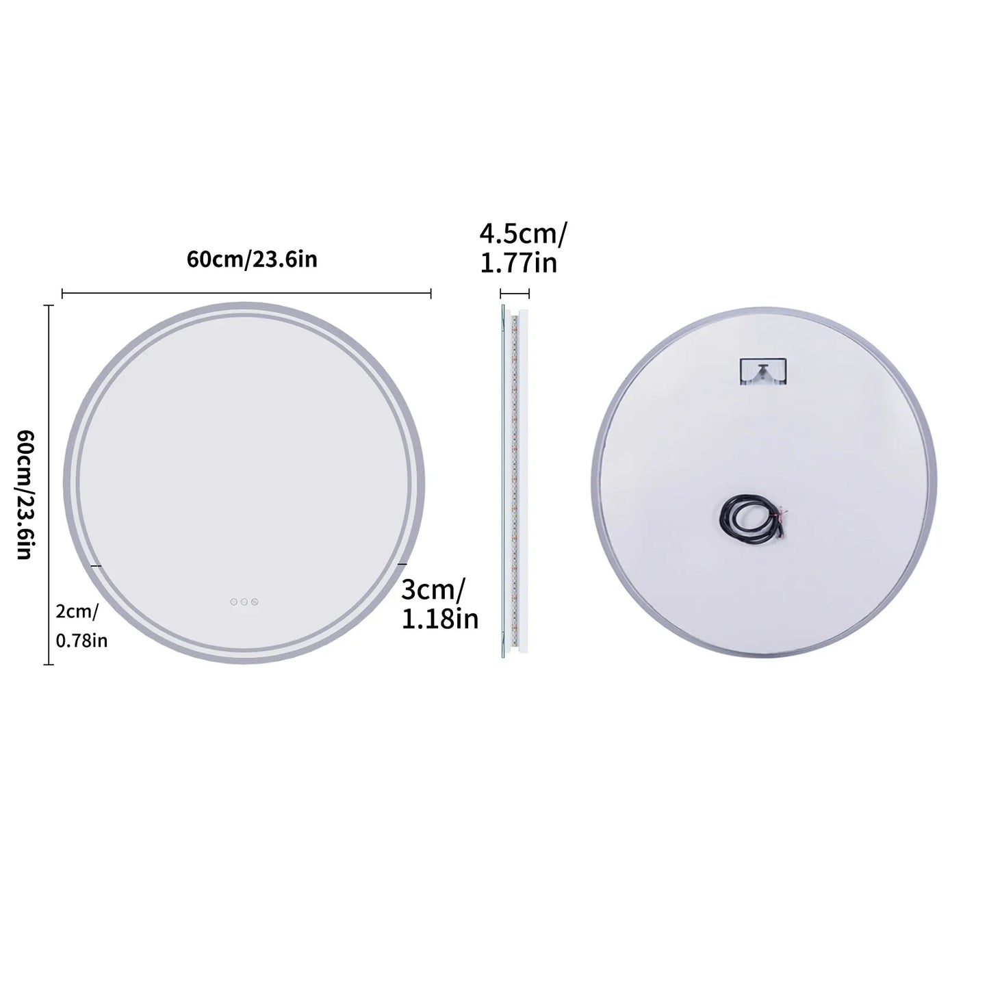 Luvoround Round LED Bathroom Mirror Anti Fog