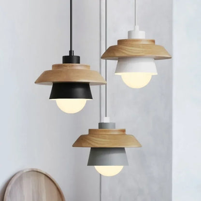 Nordic Wood Pendant Light Colourful Macaron