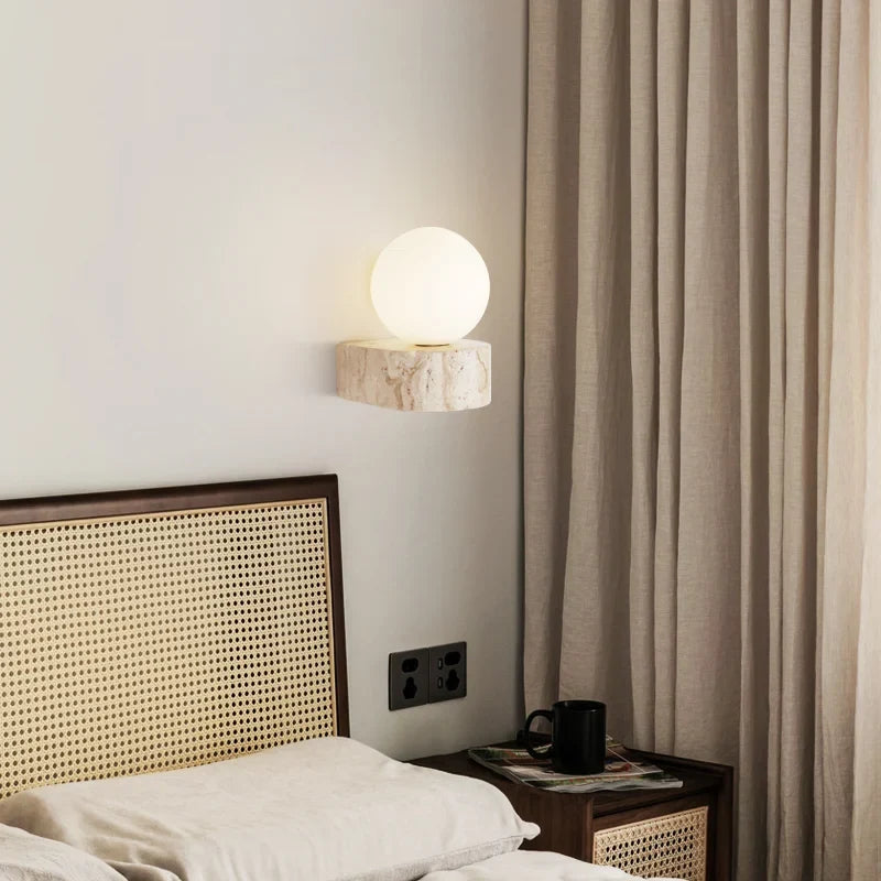 Travertine Stone Wall Lamp Modern Japanese