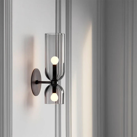 Nordic Glass Wall Lamp Smoked Tube Design