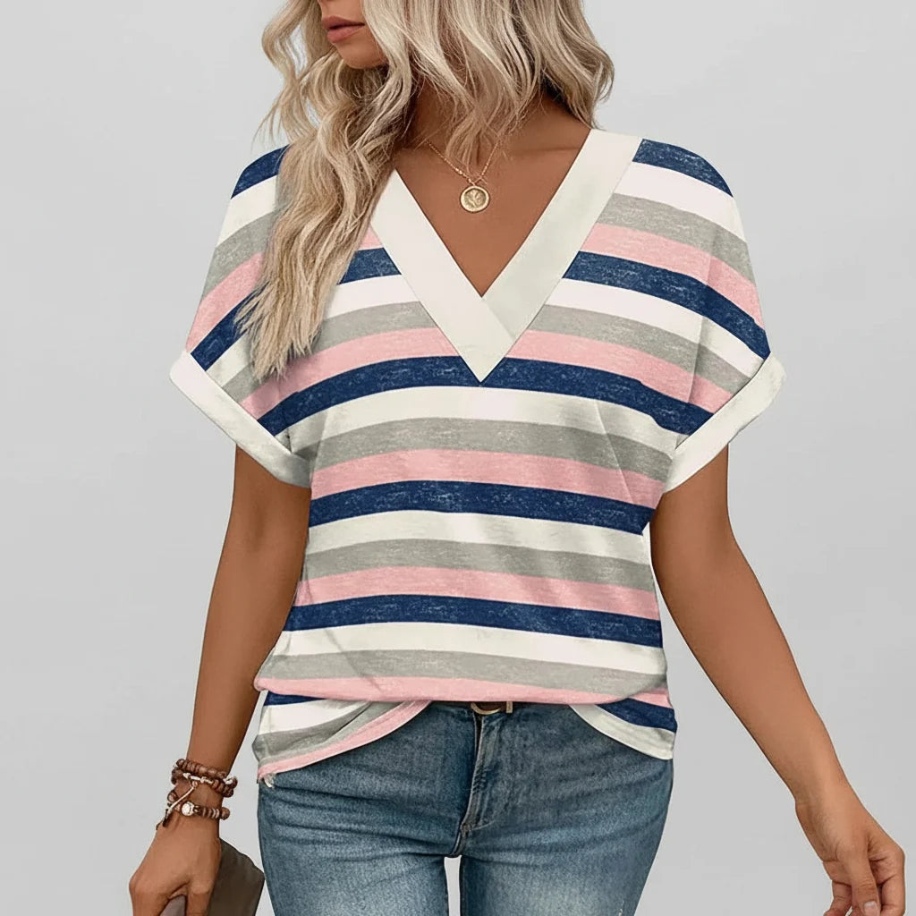 Women T Shirt Casual V Neck Loose
