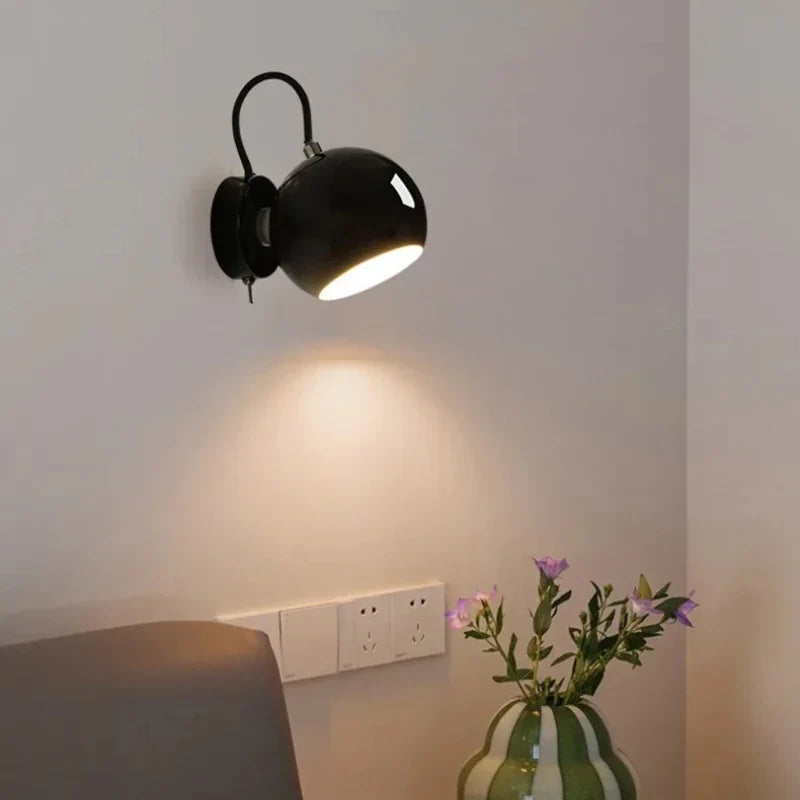 Nordic Cream Wall Lamp Adjustable Dome Light