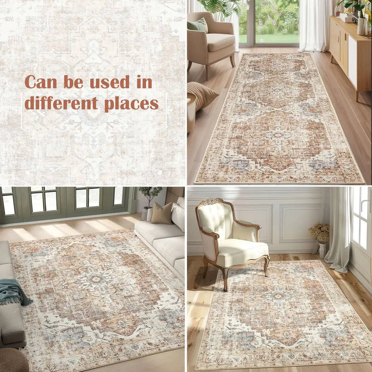 Heritage Medallion Rug Foldable Non Slip