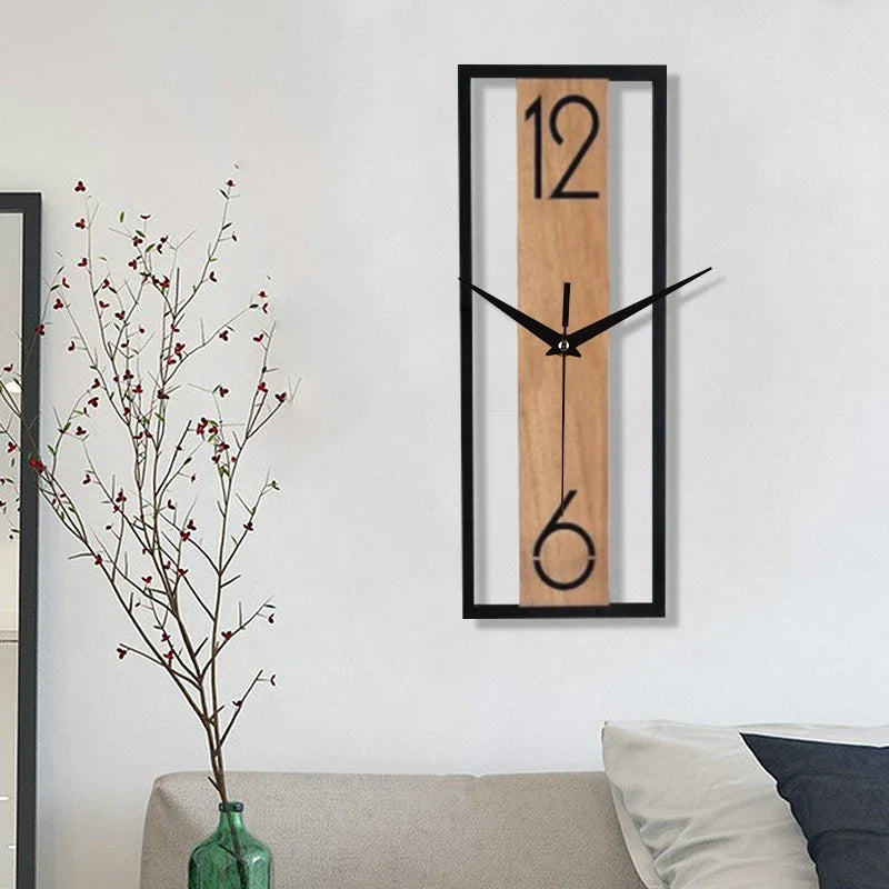 Modern Rectangular Wall Clock Slim Wood