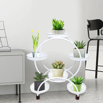 Metal Plant Stand With Wheels 6 Tier