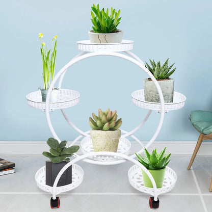 Metal Plant Stand With Wheels 6 Tier