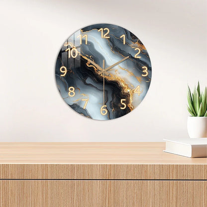 Blue & Gold Marble Wall Clock Silent