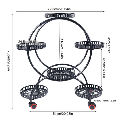 Metal Plant Stand With Wheels 6 Tier