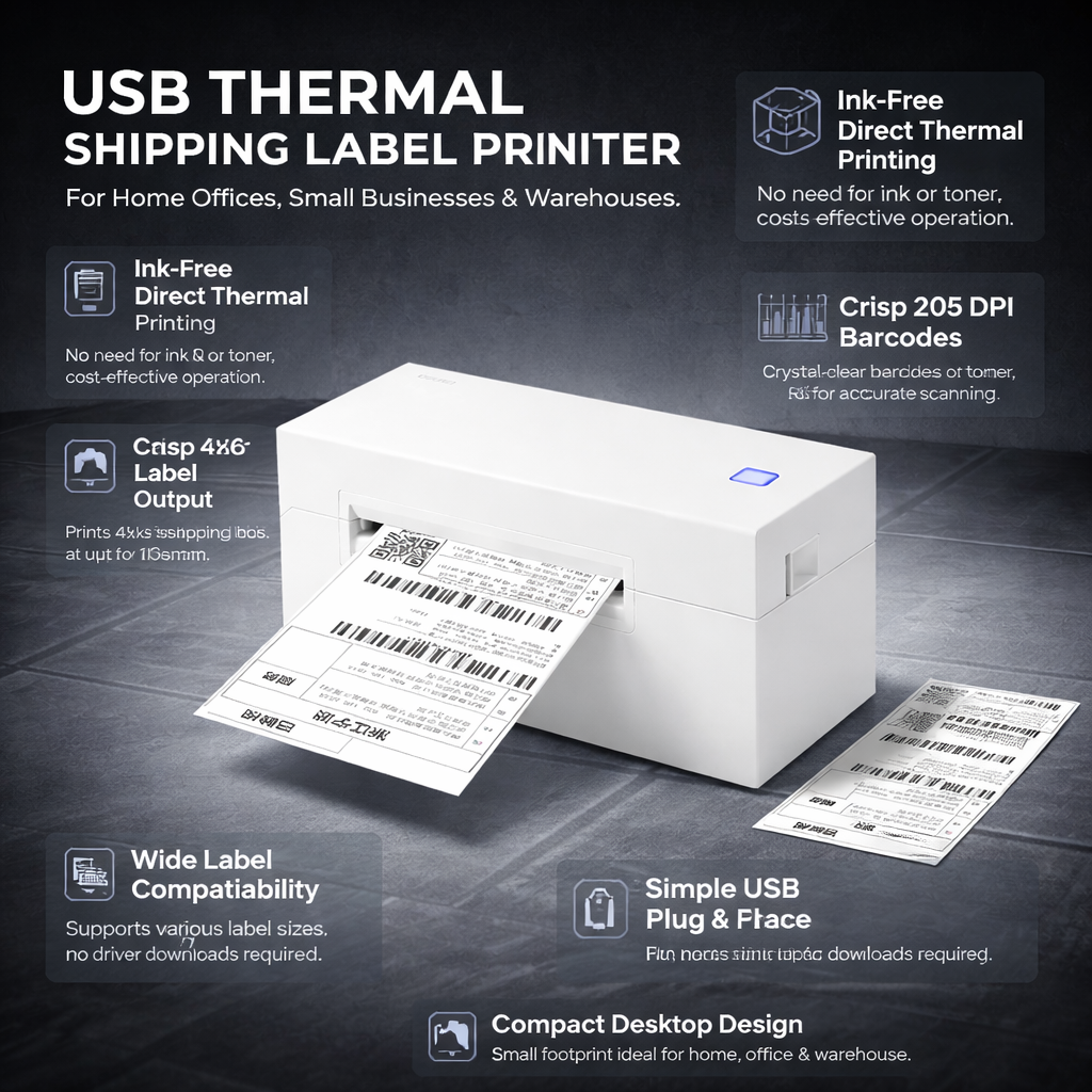 Shipping Label Printer USB Thermal 4x6