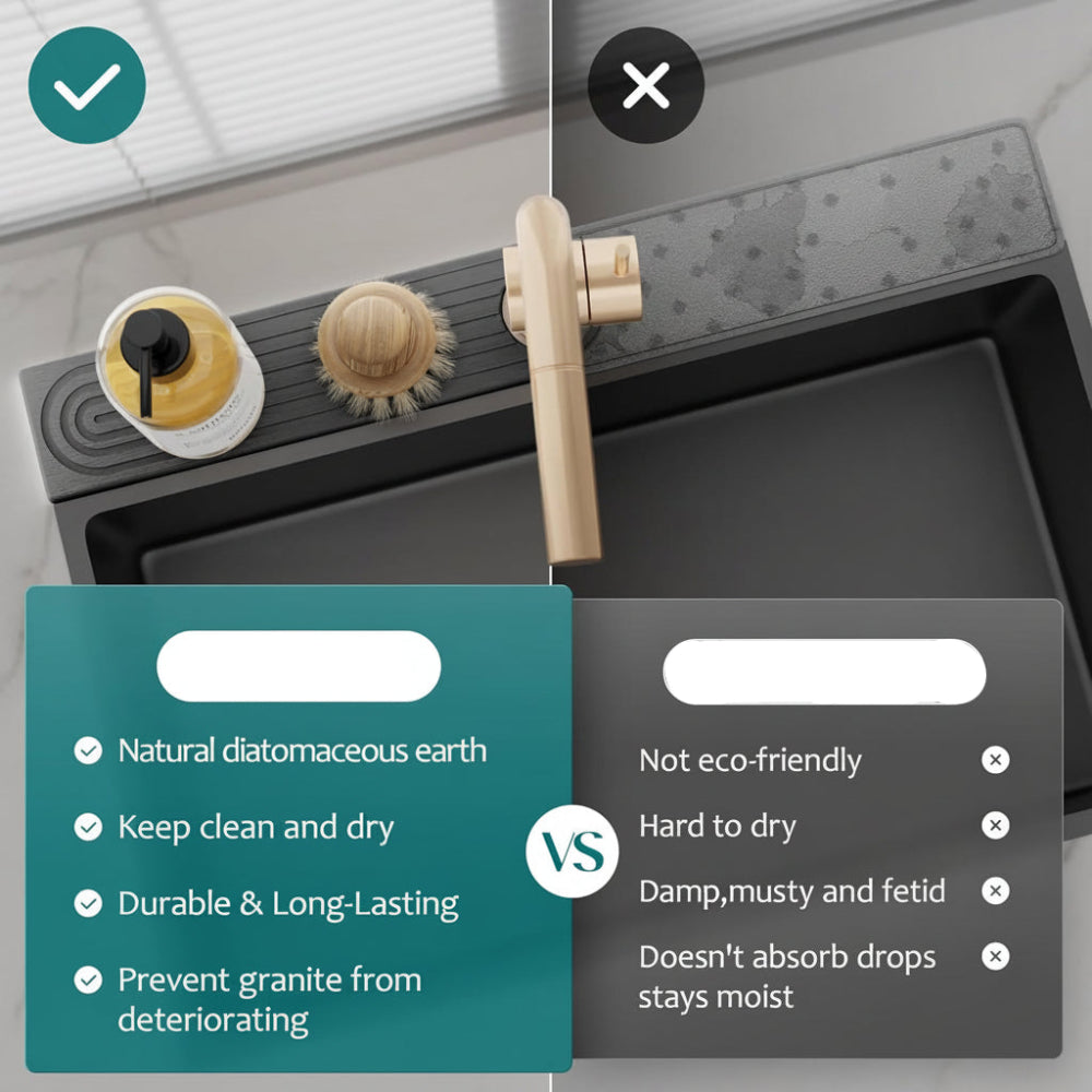 Sink Mat Diatomite Stone Faucet Drying Tray