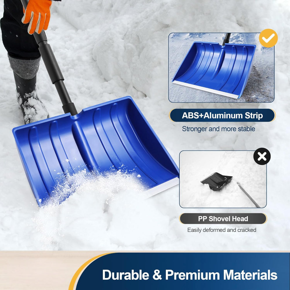 Snow Shovel Adjustable Handle Wide Blade