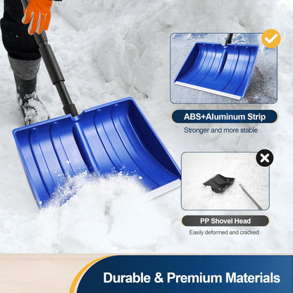 Snow Shovel Adjustable Handle Wide Blade