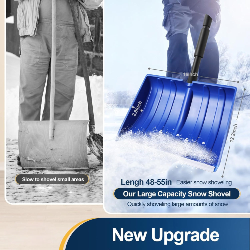 Snow Shovel Adjustable Handle Wide Blade