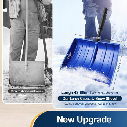 Snow Shovel Adjustable Handle Wide Blade