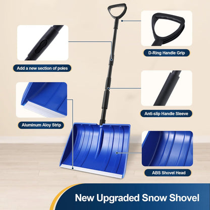 Snow Shovel Adjustable Handle Wide Blade
