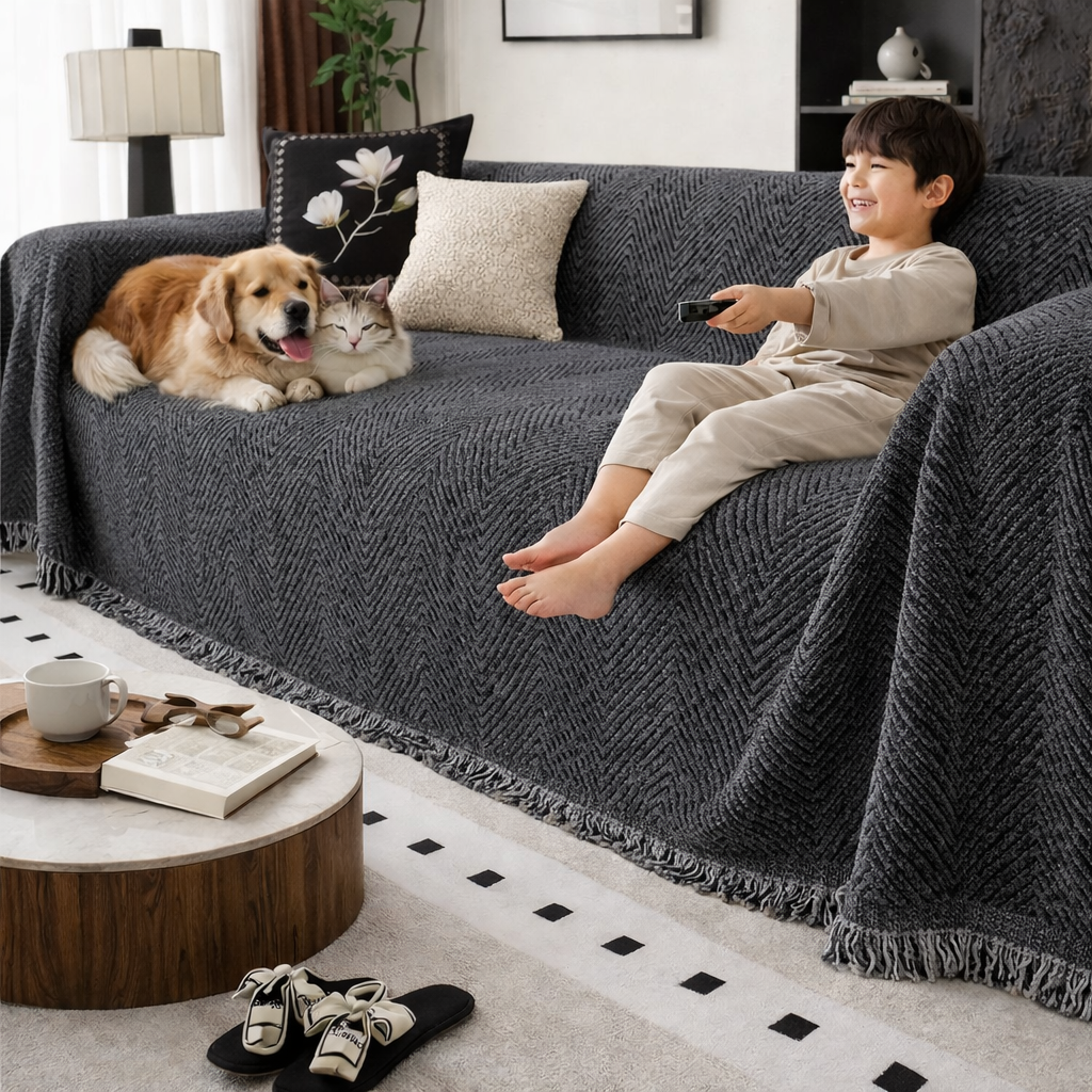 Sofa Cover Herringbone Stripe Non Slip