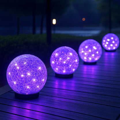 Solar Lights Orb Crackle Glass Sphere Path