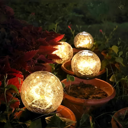 Solar Lights Orb Crackle Glass Sphere Path