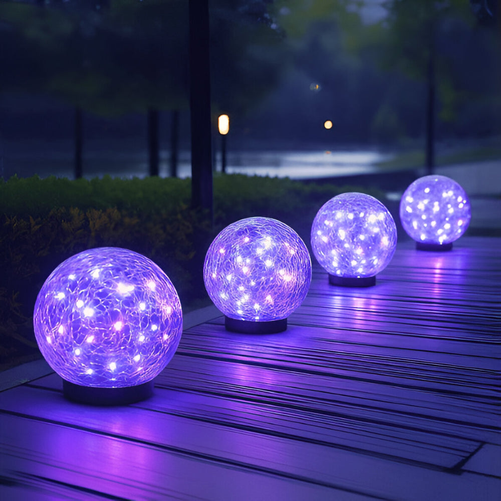 Solar Lights Orb Crackle Glass Sphere Path