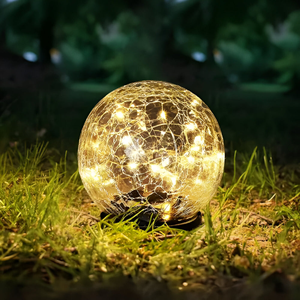 Solar Lights Orb Crackle Glass Sphere Path