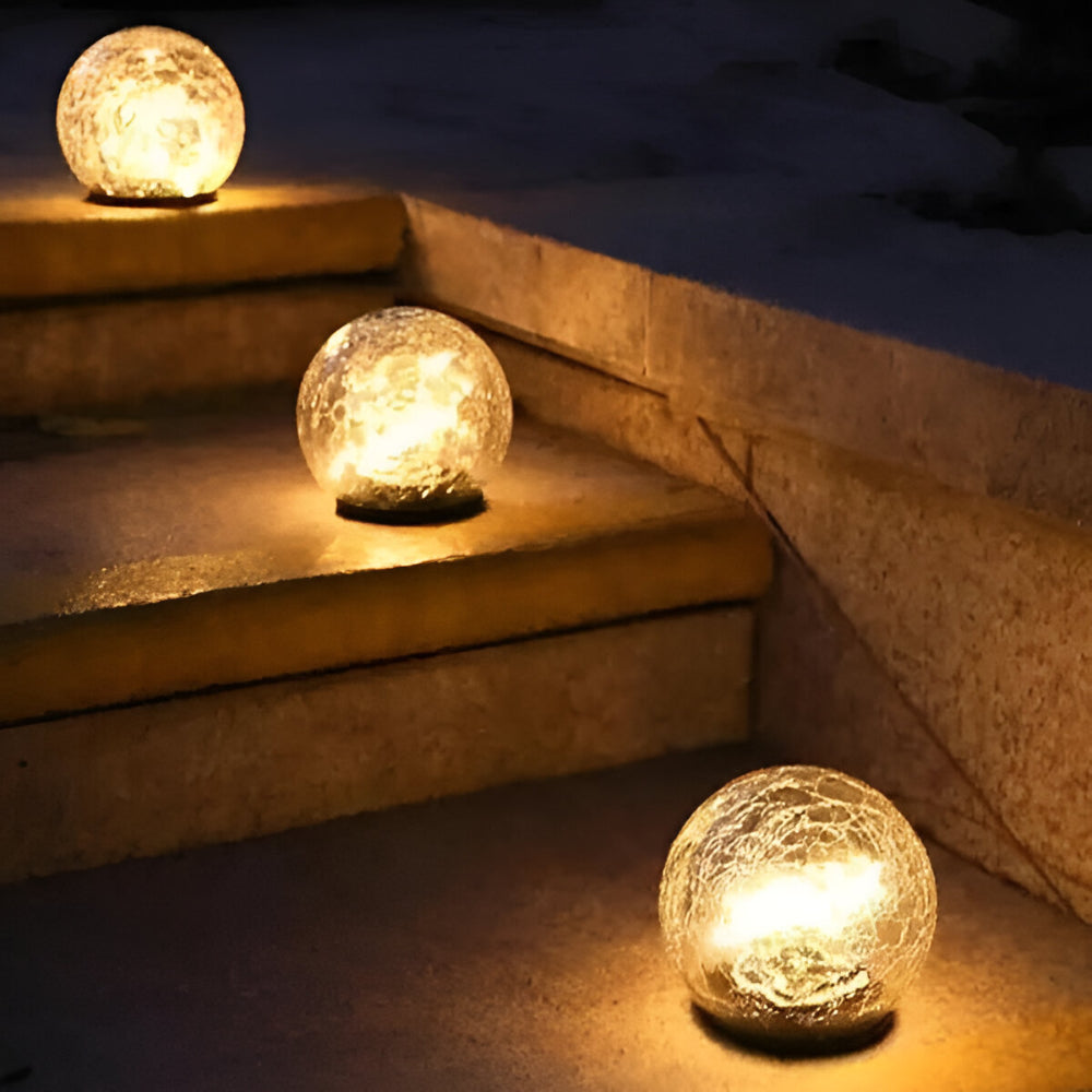Solar Lights Orb Crackle Glass Sphere Path