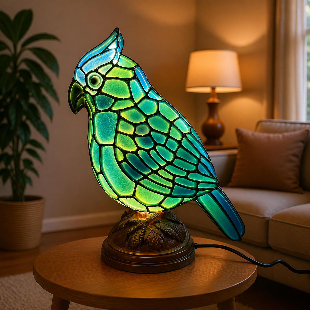 Table Lamp Red Cardinal Bird USB Powered