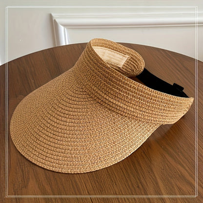Sun Hat Wide Brim Foldable Straw Visor