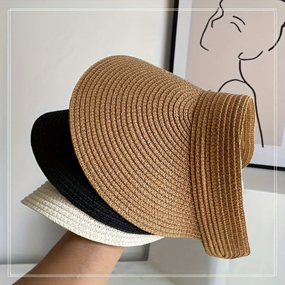 Sun Hat Wide Brim Foldable Straw Visor