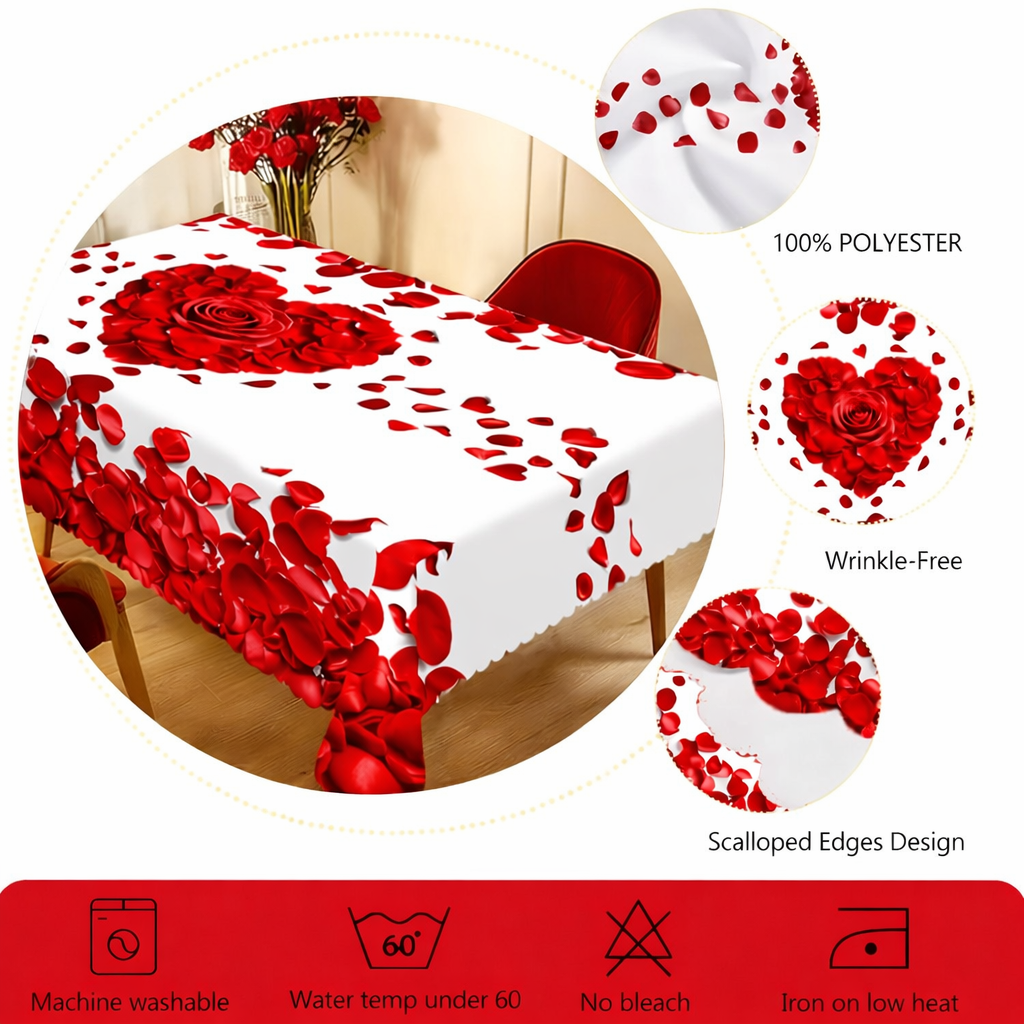 Tablecloth Rose Petal Heart Romantic