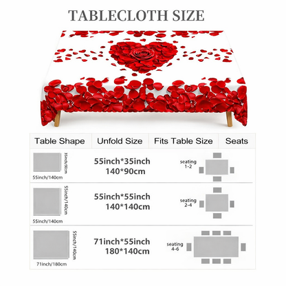 Tablecloth Rose Petal Heart Romantic