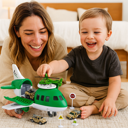 Toy Playset Airplane Vehicle Transport Kids